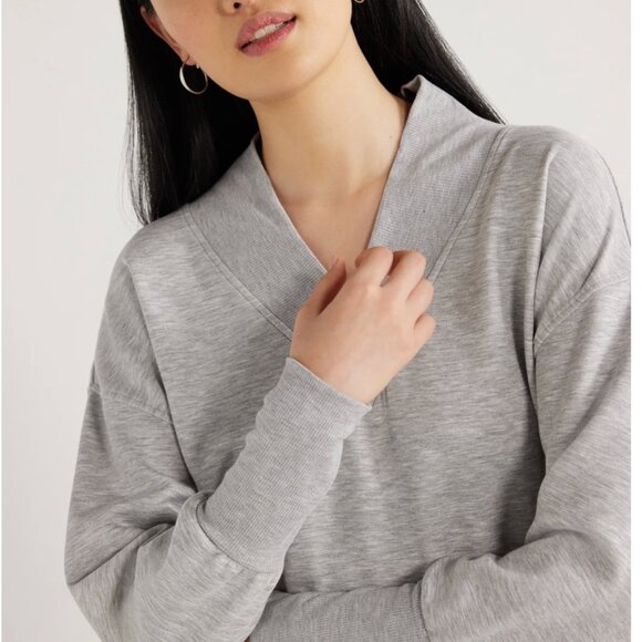Scoop Women's Ultimate Scubaknit V Neck Sweatshirt in Heather Grey L - Picture 8 of 10